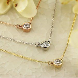 14K Gold 4mmSolitaire Diamond Necklace
